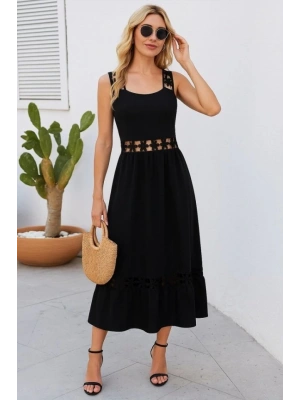 Kadın Askılı Dantel Detaylı Kiloş Janjan Krep Elbise