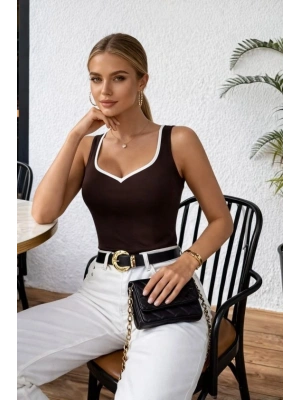 Kadın Askılı Kalp V Yakalı Dalgıç Bluz