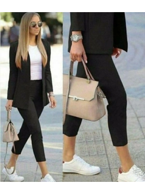 Kadın Atlas Kumaş Ceket Pantolon Takım