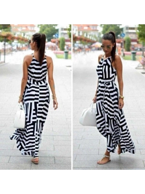 Kadın Ayarlanabilir Askılı Geometrik Desen Kuşaklı Gipeli Süprem Elbise