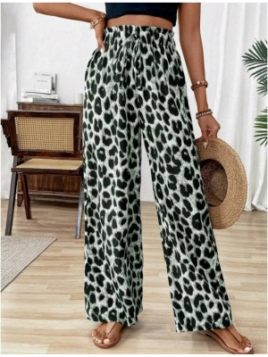 Kadın Beli Lastikli Leopar Desen Süprem Pantolon
