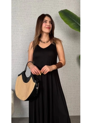 Kadın çan Dokuma Kumaş V Yaka Asimetrik Kesim Elbise