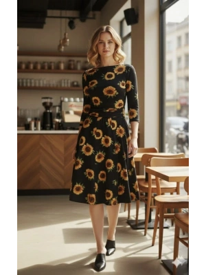 Kadın Fakir Kol Bisiklet Yaka Midi Mikro Elbise