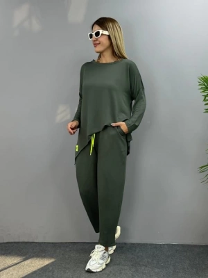 Kadın Iki Iplik Viskon Pamuk Kumaş Arma Detaylı Ikili Takım