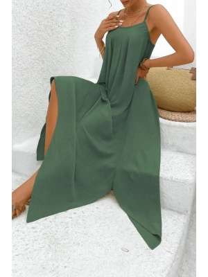 Kadın Ip Askılı V Yakalı Asimetrik Detaylı Aerobin Elbise