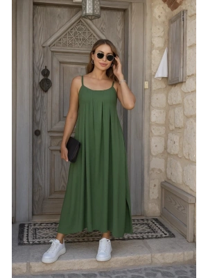 Kadın Ip Askılı V Yakalı Asimetrik Detaylı Aerobin Elbise