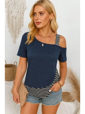 Kadın Kısa Kollu Omuzdan Askılı Viskon Bluz