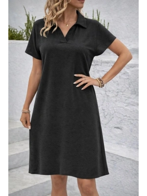 Kadın Kısa Kollu V Yaka Aerobin Kumaş Diz üstü Elbise