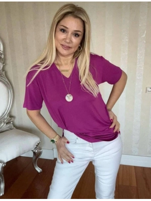 Kadın Kısa Kollu V Yaka Bluz