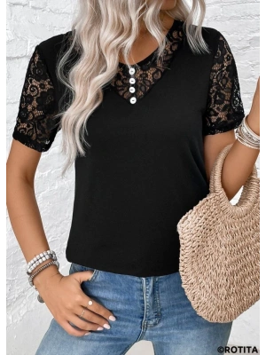 Kadın Kısa Kollu V Yakalı önden Düğmeli Viskon Bluz