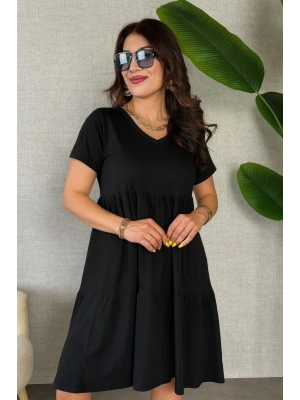 Kadın Kısa Kollu V Yakalı Viskon Elbise
