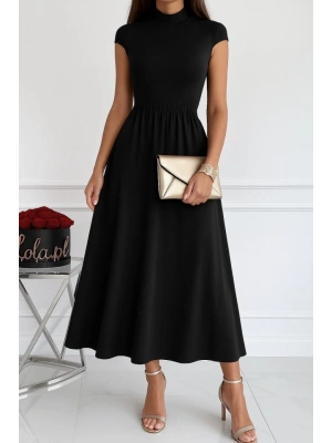 Kadın Kısa Kollu Yarı Balıkçı Yaka Viskon Elbise