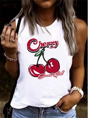 Kadın Kolsuz Bisiklet Yaka Desenli Viskon Bluz