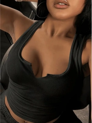 Kadın Kolsuz V Yakalı Kaşkorse Bluz