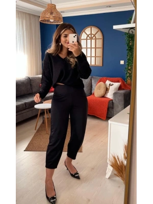 Kadın Krep Kumaş Balon Pantolon
