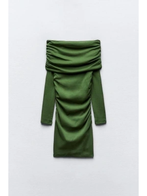 Kadın Madonna Mendil Yaka Fırsat ürün Büzgülü Mini Elbise