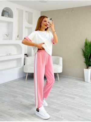 Kadın Modal Dokulu Kumaş Yanı şeritli Takım