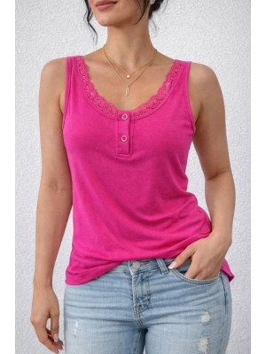 Kadın Omuz Askılı Dantel Güpür Detay Bluz