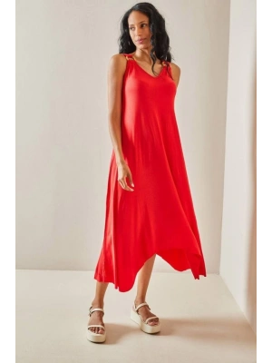 Kadın Omuz Askılı Toka Detay Maxi Boy Elbise