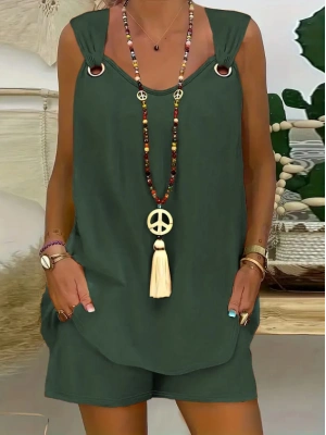 Kadın Sıfır Kol V Yaka Kuş Gözü Detay Bluz Short Aerobin Ikili Takım