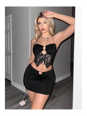 Kadın Siyah Crop 5085