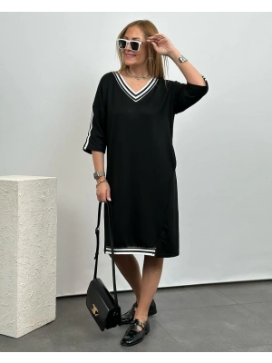 Kadın Siyah Diz Üstü Ribanalı Elbise