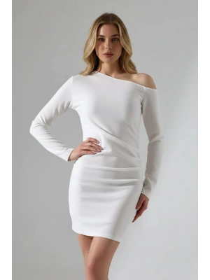 Kadın Tek Omuz Asimetrik Kesim Bodycon Elbise