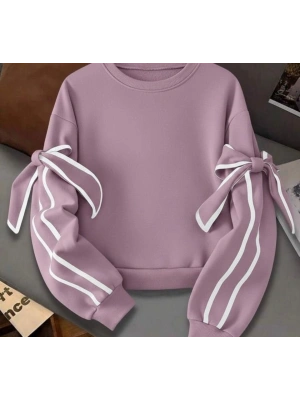 Kadın Uzun Kollu Ara Biye Ve Fiyonk Detay Bluz