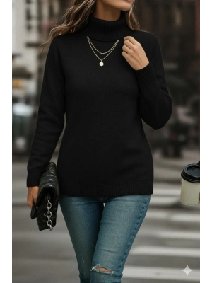 Kadın Uzun Kollu Balıkçı Yaka Triko Bluz