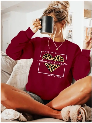 Kadın Uzun Kollu Bisiklet Yaka Desenli Viskon Iki Iplik Bluz