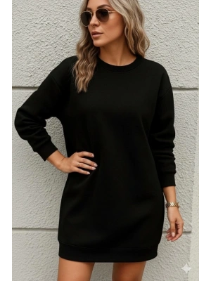 Kadın Uzun Kollu Bisiklet Yaka Iki Iplik Elbise