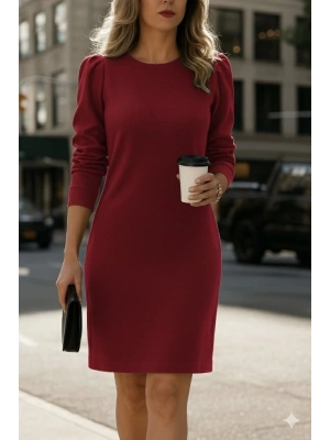 Kadın Uzun Kollu Bisiklet Yaka Iki Iplik Elbise