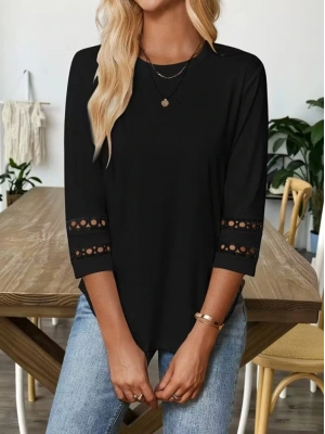 Kadın Uzun Kollu Bisiklet Yaka Truvakar Kollu Viskon Bluz