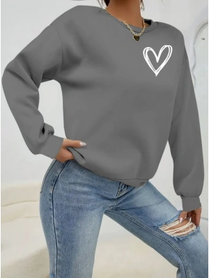 Kadın Uzun Kollu Bisiklet Yaka Viskon Iki Iplik Bluz