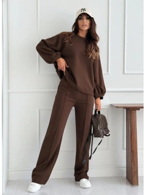 Kadın Uzun Kollu Geniş Kesim Modal Bluz Ve Pantolon Ikili Takım