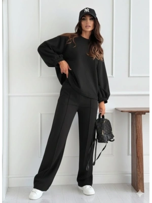 Kadın Uzun Kollu Geniş Kesim Modal Bluz Ve Pantolon Ikili Takım