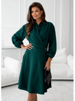 Kadın Uzun Kollu Hakim V Yakalı Yandan Toka Detaylı Ithal Mini Krep Elbise