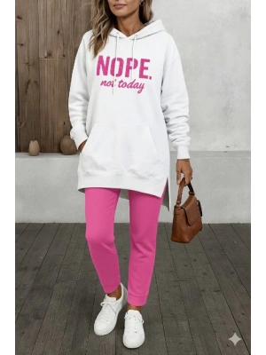 Kadın Uzun Kollu Kapşonlu Bağcıklı Viskon Iki Iplik Sweat