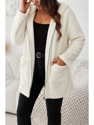 Kadın Uzun Kollu Kapşonlu önden Fermuarlı Cepli Welsoft Ceket