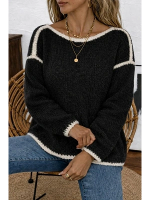 Kadın Uzun Kollu Kayık Yaka Triko Bluz