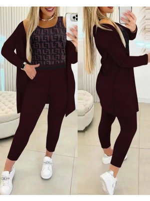 Kadın Uzun Kollu Krep üçlü Takım