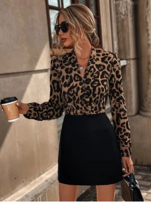 Kadın Uzun Kollu Kruvaze Yaka Krep Mini Boy Elbise