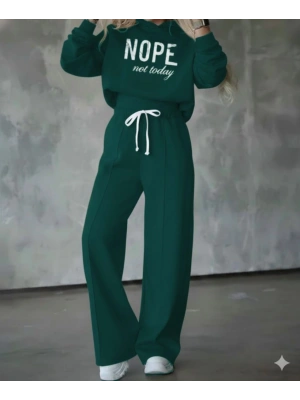 Kadın Uzun Kollu Nope Baskılı Beli Ribanalı Ikili Takım