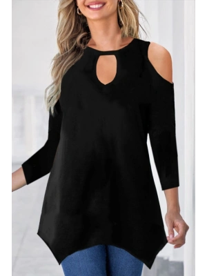 Kadın Uzun Kollu Omuz Ve Göğüs Dekolte Detay Viskon Bluz