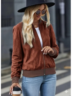 Kadın Uzun Kollu önden Fermuarlı Süet Ceket