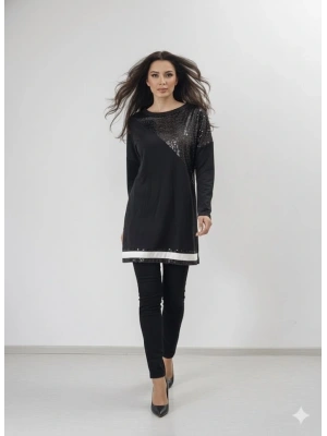 Kadın Uzun Kollu Pulpayet Detay Bluz