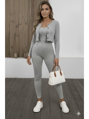 Kadın Uzun Kollu şardonlu Kaşkorse Straplez Ile Kısa önden Düğmeli Ceket Ikili Takım