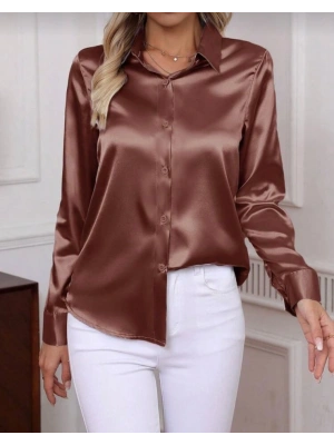 Kadın Uzun Kollu Saten Gömlek