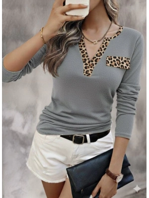 Kadın Uzun Kollu V Yakalı Kaşkorse Bluz