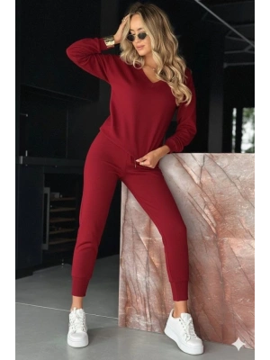 Kadın Uzun Kollu V Yakalı Viskon Iki Iplik Bluz Ve Pantolon Ikili Takım